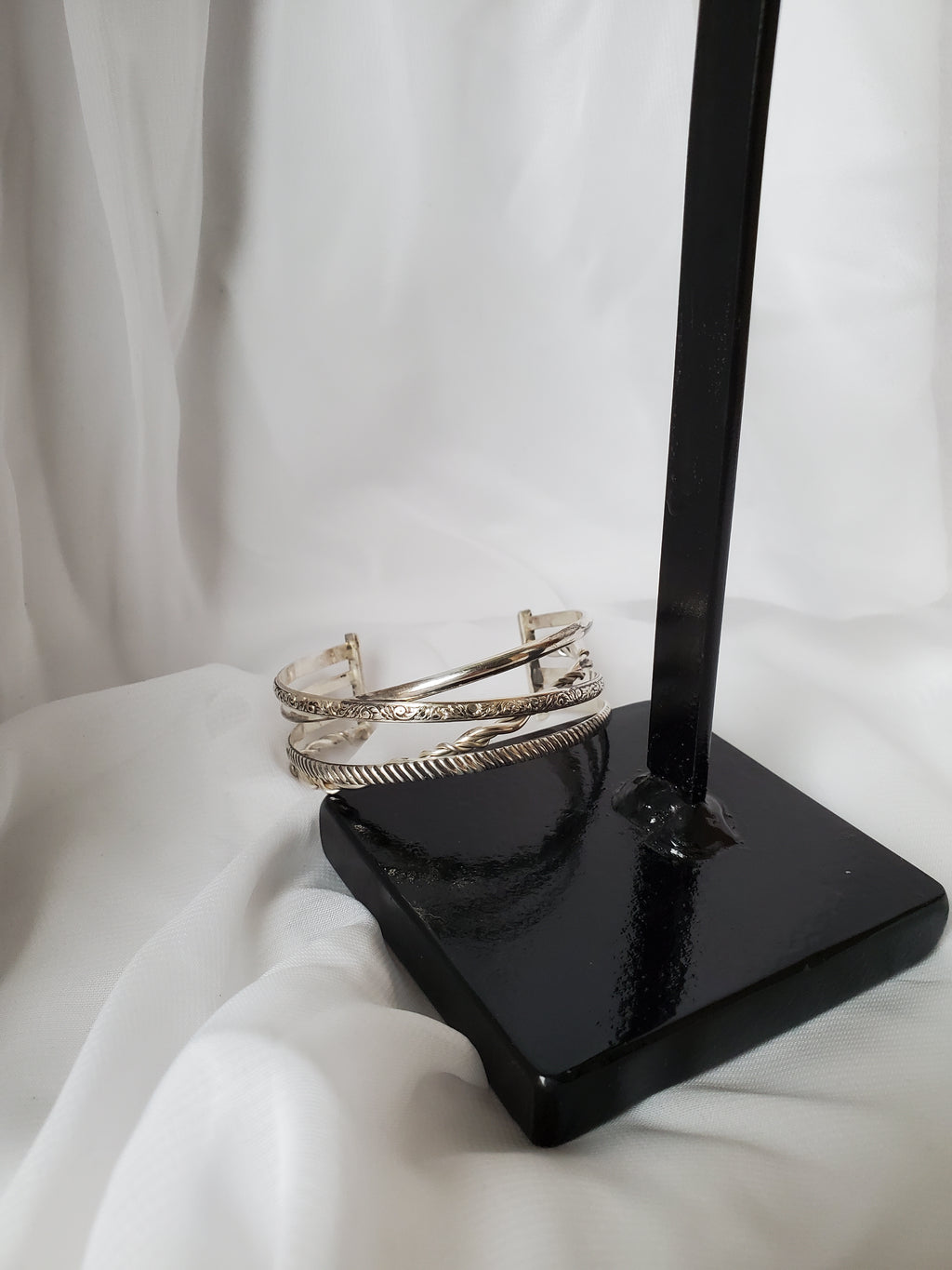 Four Sterling Silver Crossed Cuff