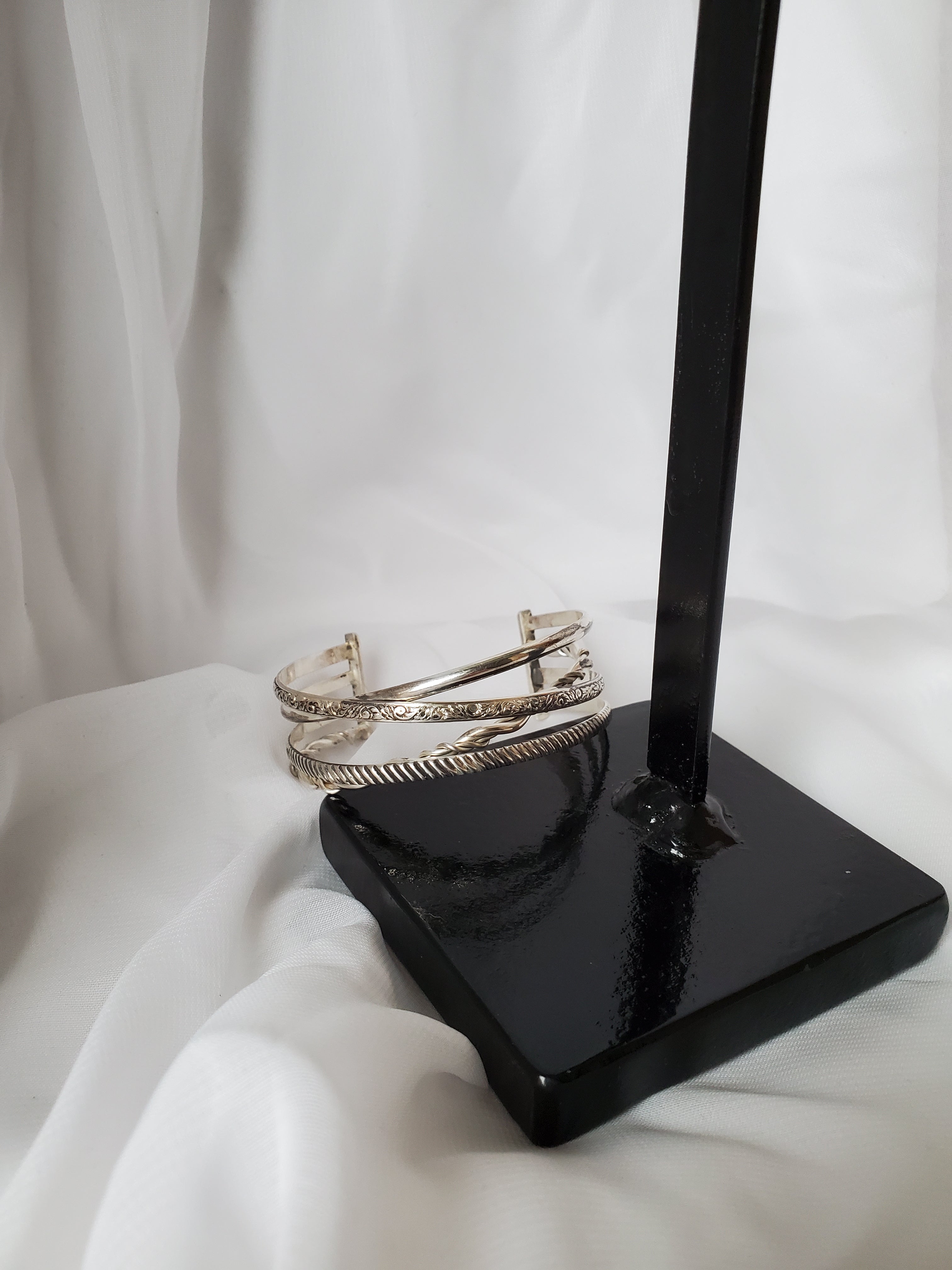 Four Sterling Silver Crossed Cuff