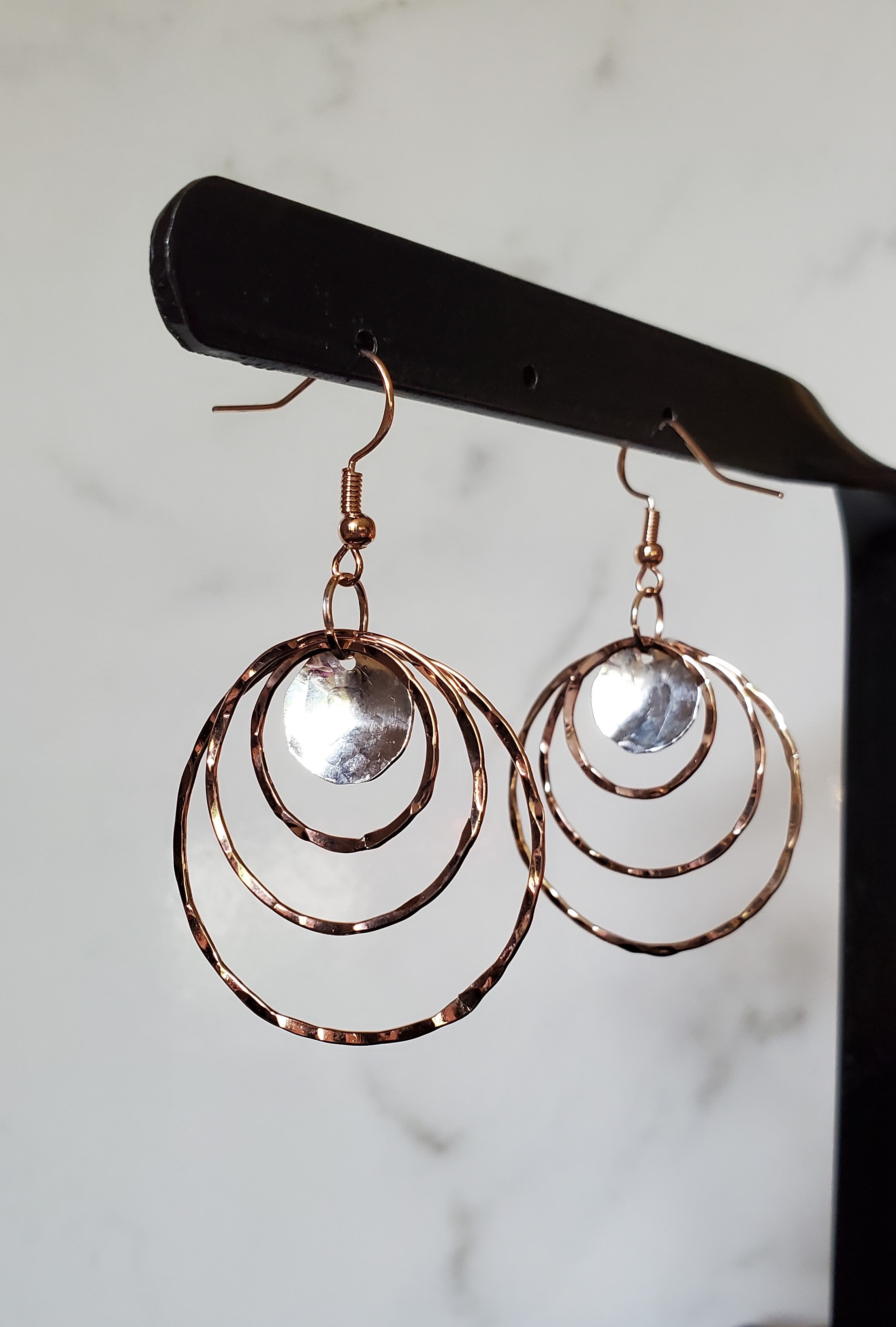 Sterling Silver Disc with Three Hoops