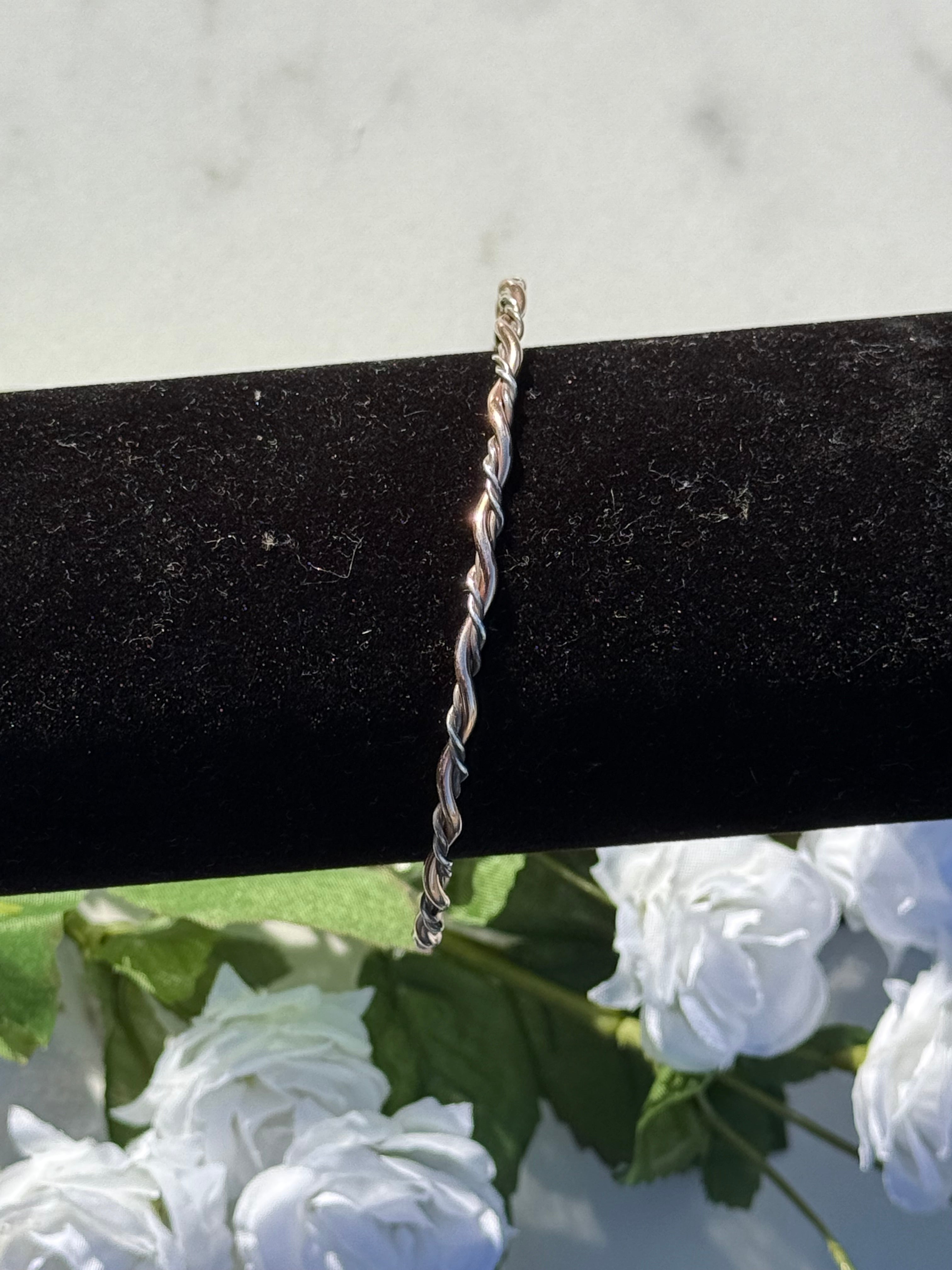 Rose Gold Fill with Two Sterling Silver Twisted Wire Bangle