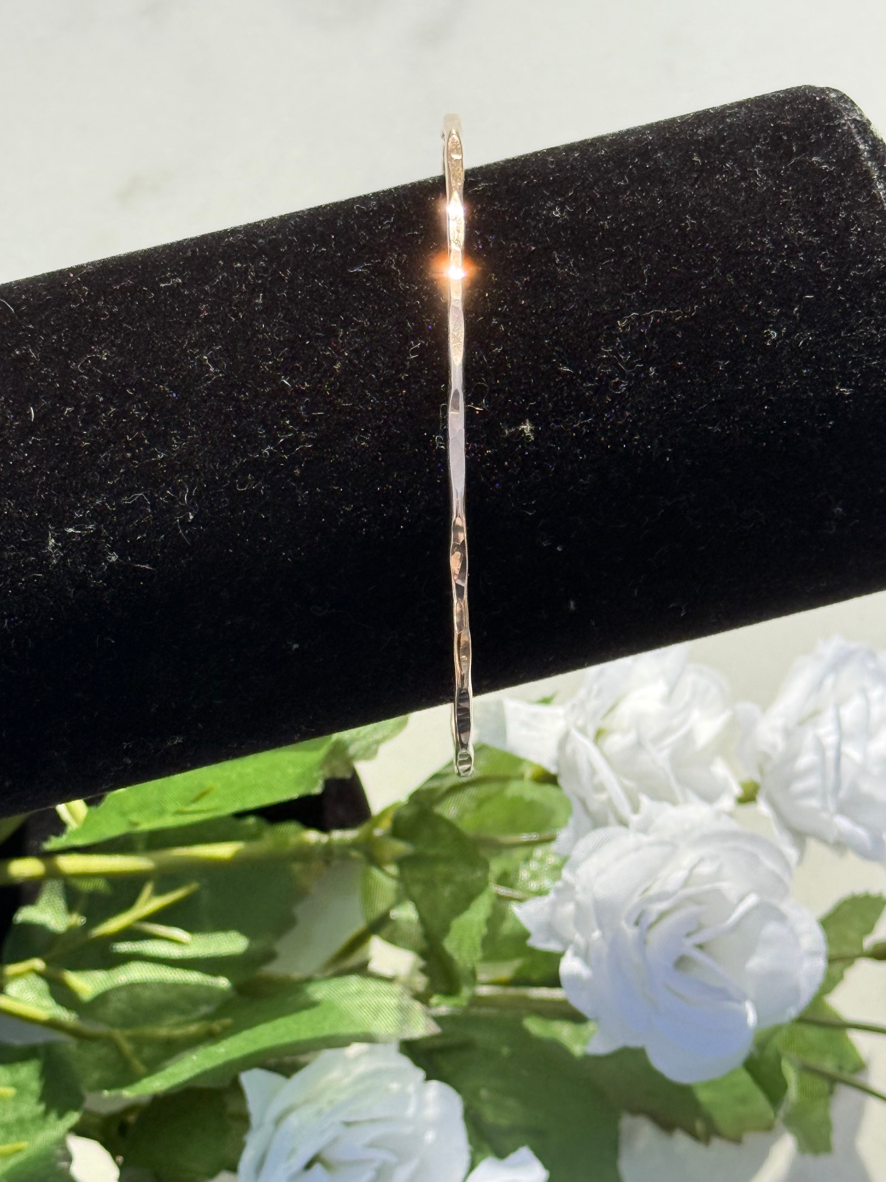 Sterling Silver or Rose Gold Fill Hammered Bangle