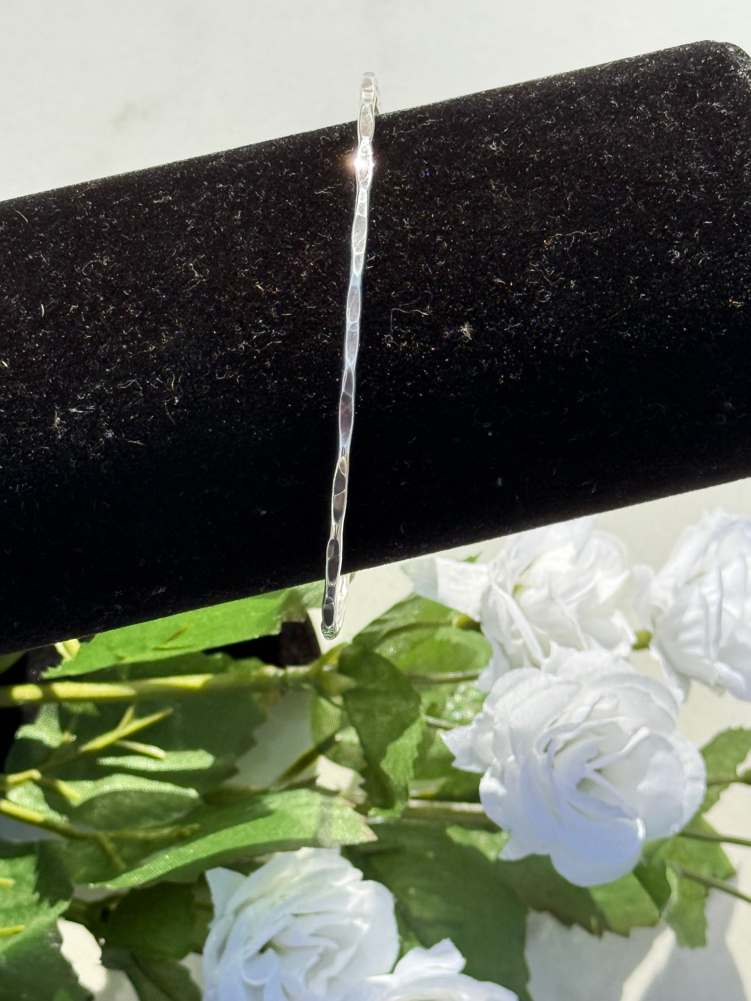 Sterling Silver or Rose Gold Fill Hammered Bangle