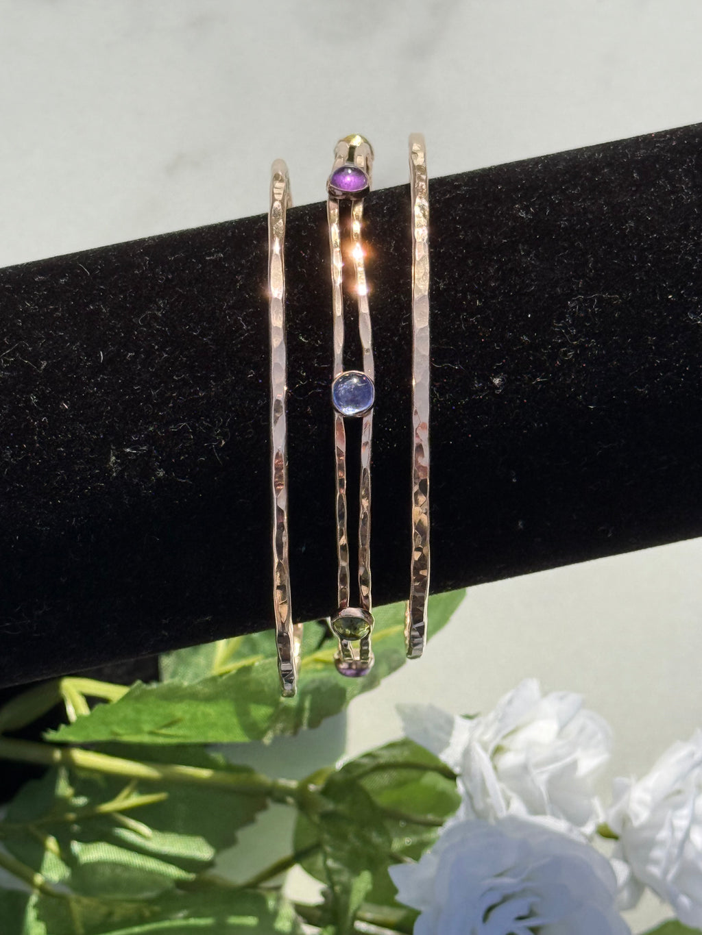 Your Story Hammered Birthstone Bangle