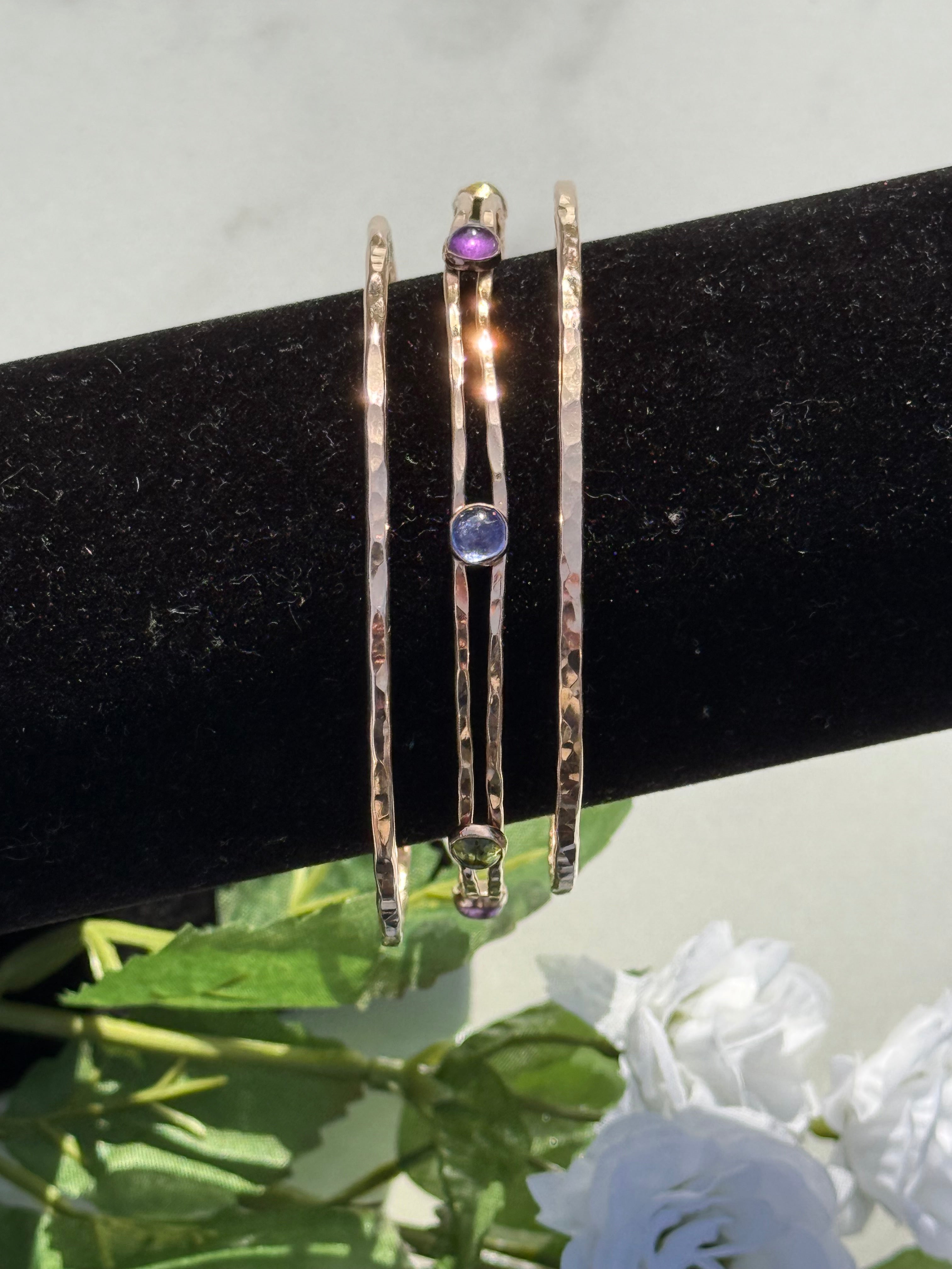 Your Story Hammered Birthstone Bangle