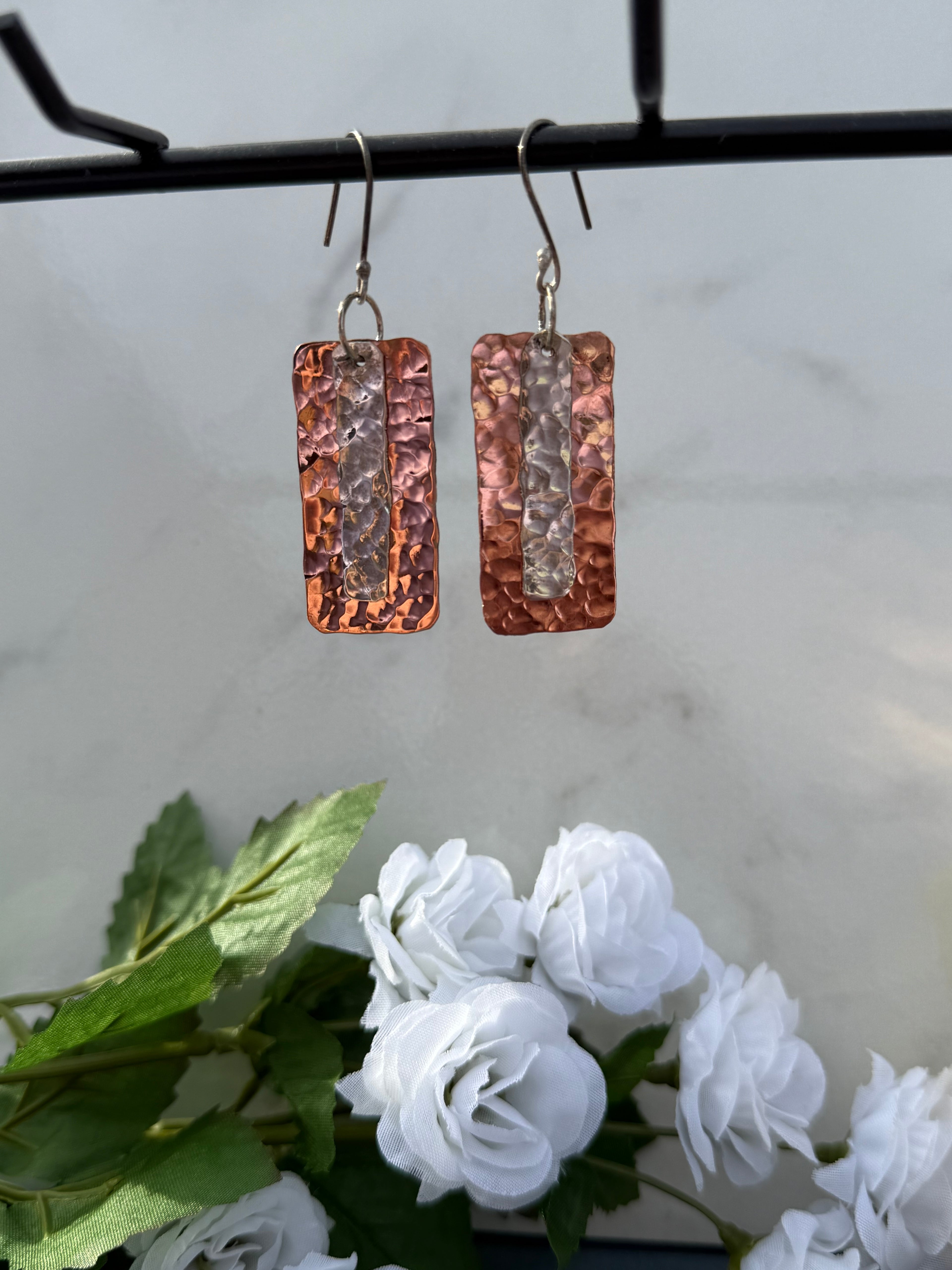 Copper and Sterling Silver Earrings