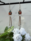 Oyster Copper Turquoise with Hammered Sterling Silver Drops